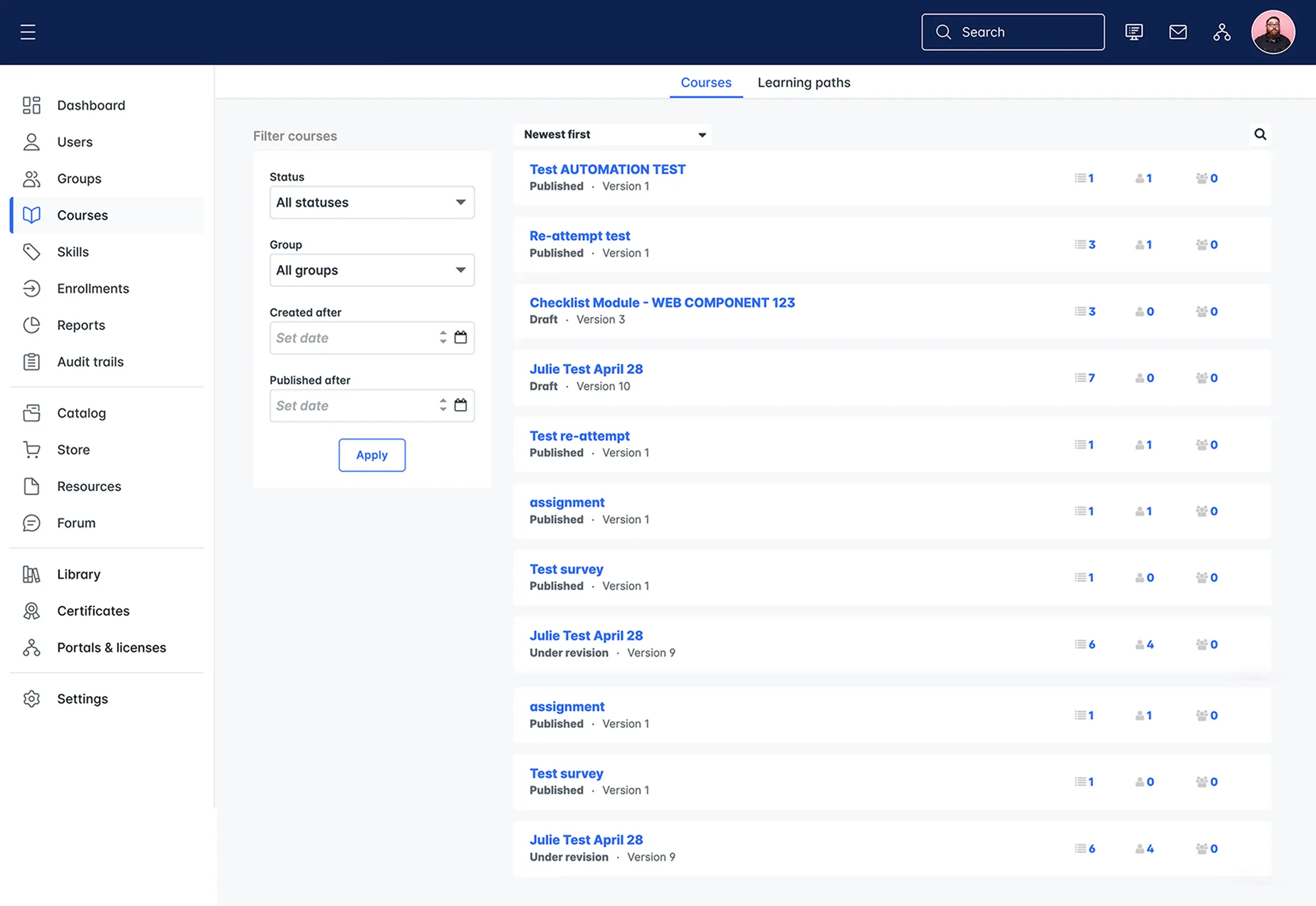 Legacy admin global search experience