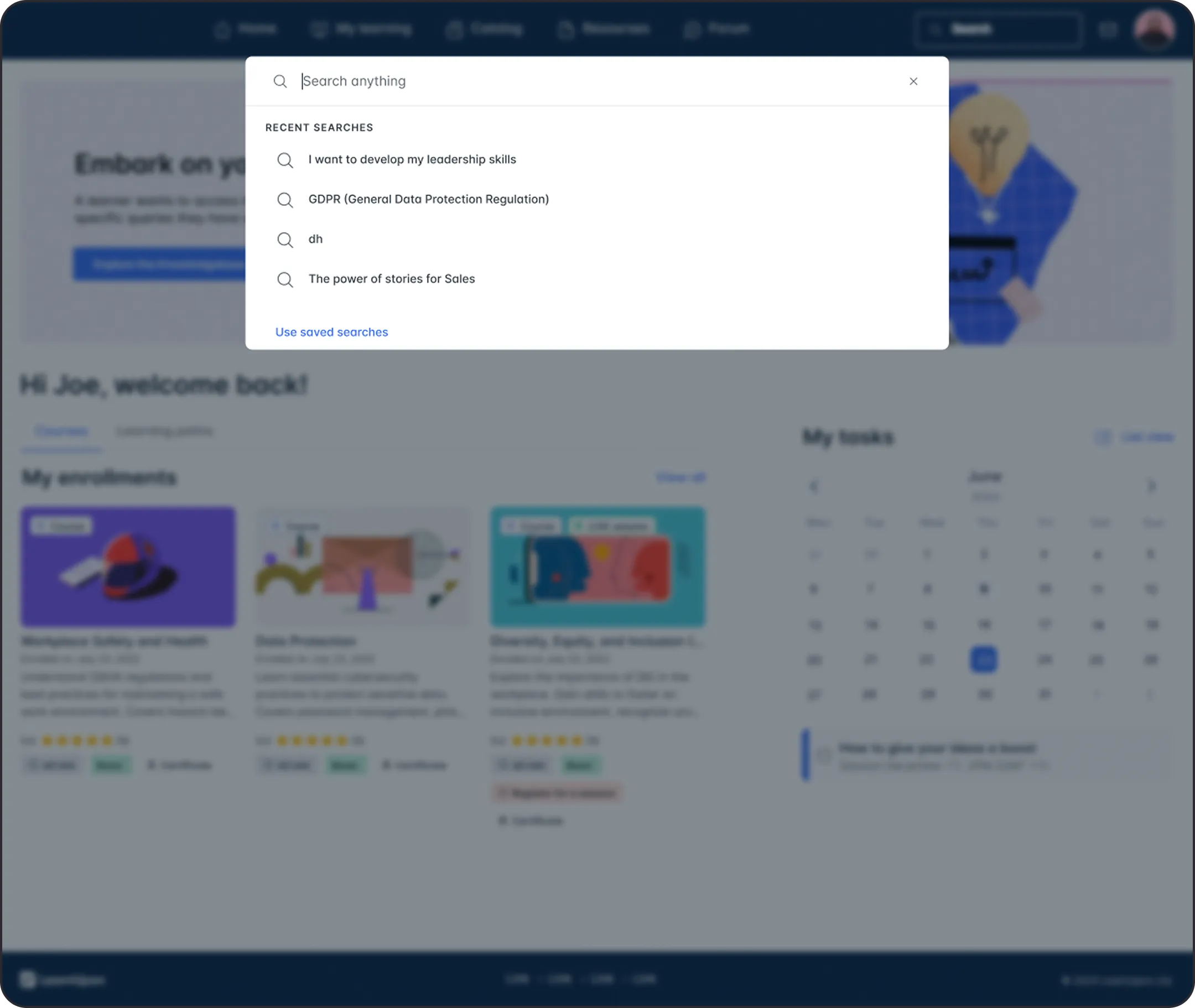 Learner search results page