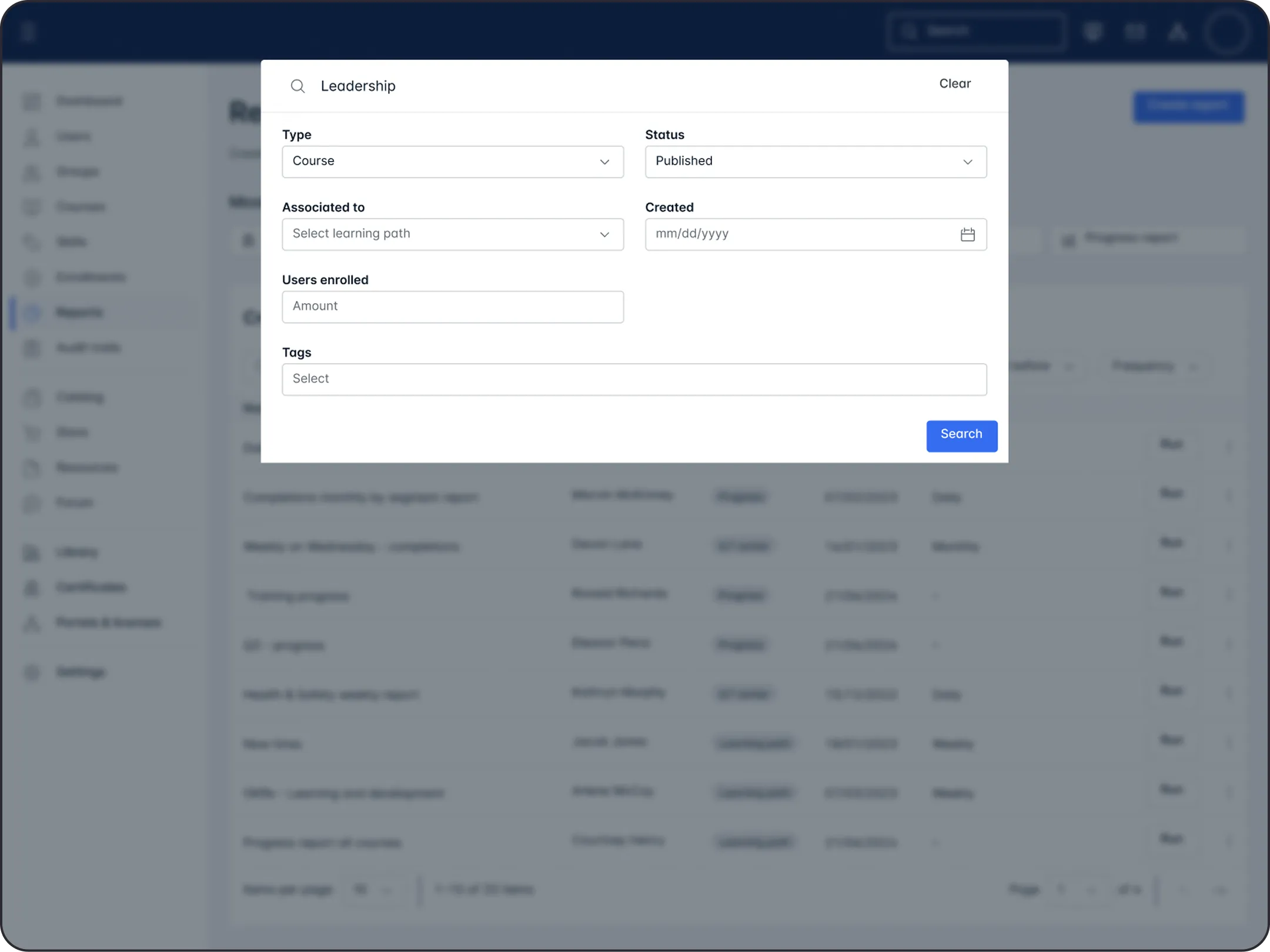 Redesigned admin search interface