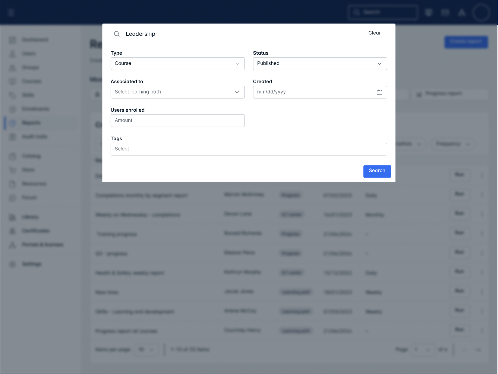 Admin search result screenshot 1
