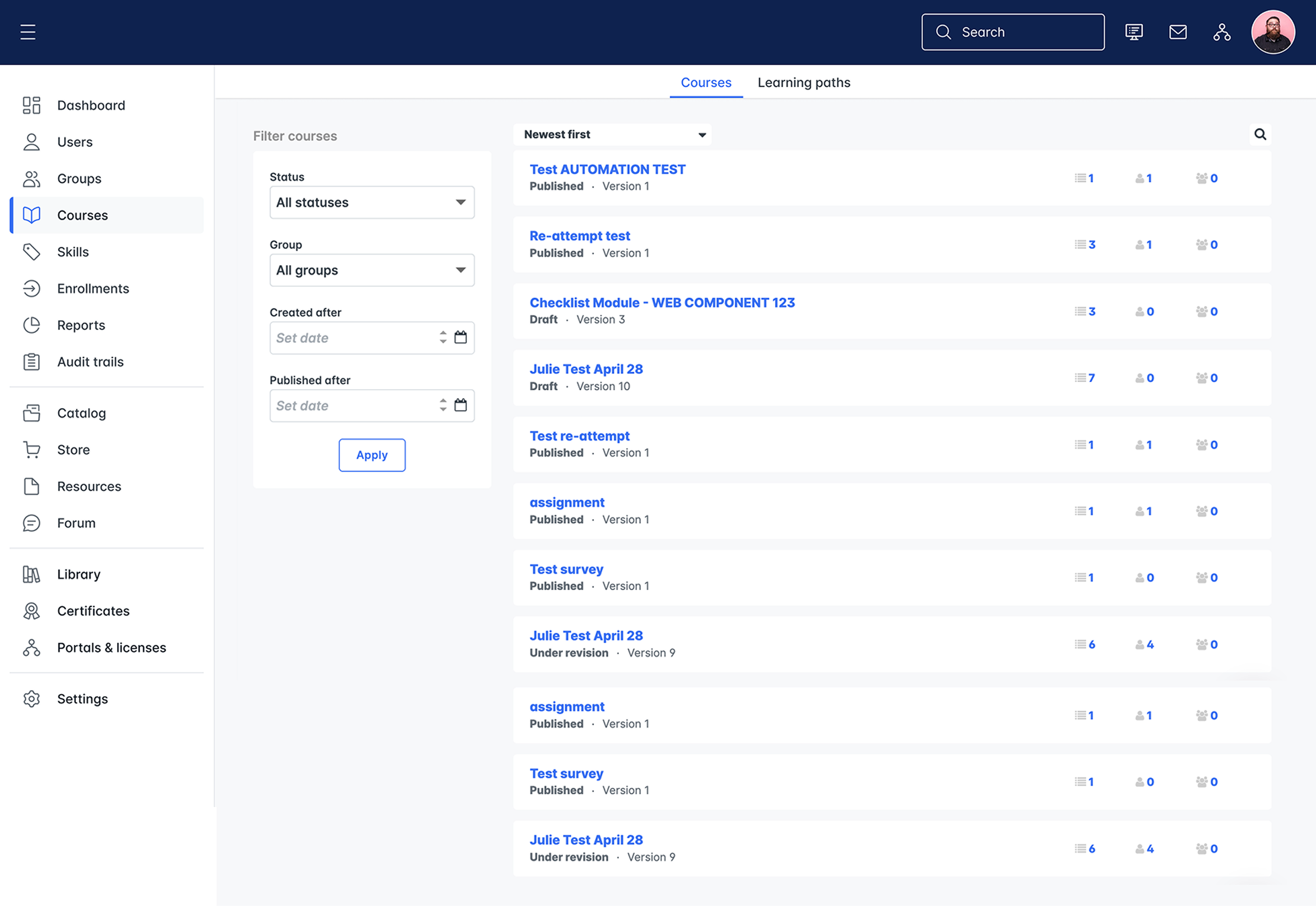 Admin search old UI