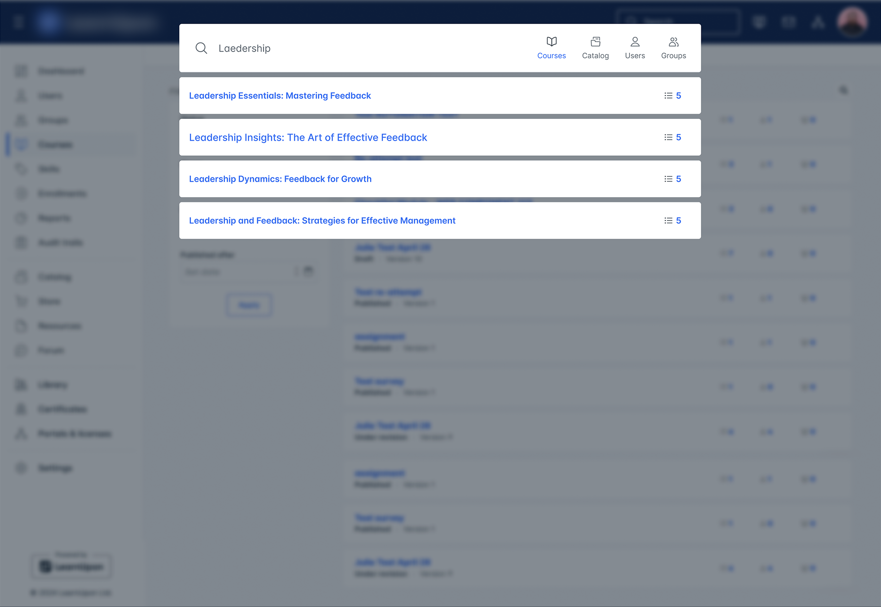 Learner search old UI